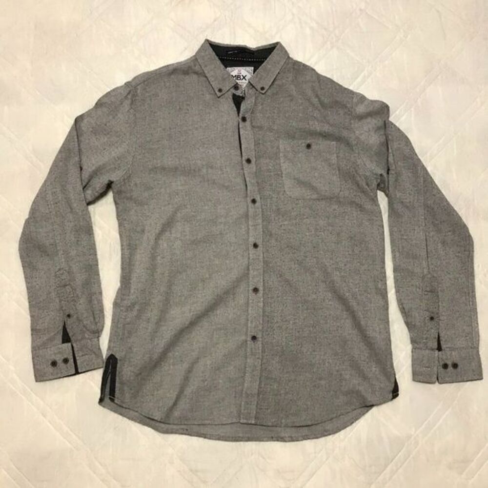 The MBX Denim Supply Co‎ gray long sleeve button front shirt Large